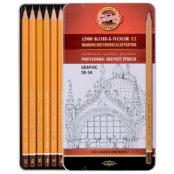 Ołówek drewniany KOH-I-NOOR 1502/III 5B-5H - zestaw w metalowym pudełku
