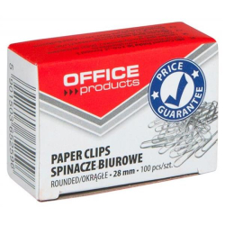 Spinacze OFFICE PRODUCTS okrągłe  28mm 100szt. srebrne-139185