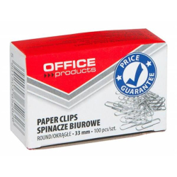 Spinacze OFFICE PRODUCTS okrągłe  33mm 100szt. srebrne-139187