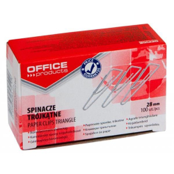 Spinacze OFFICE PRODUCTS trójkątne  28mm 100szt. srebrne-139227