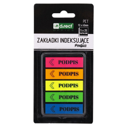 Zakładki indeksujące D.RECT 12x45mm PODPIS 110503