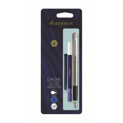 Pióro wieczne WATERMAN Allure Chrome CT (F) + wymazywacz + nabój - blister 2135200