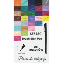 Pisak do kaligrafii PENTEL SES15 Brush Pen - purpurowy róż-210004
