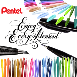 Pisak do kaligrafii PENTEL SES15 Brush Pen - pomarańczowy-210051