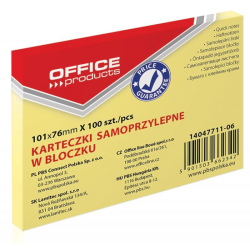 Karteczki samoprzylepne OFFICE PRODUCTS 101x76mm - żółte