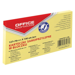 Karteczki samoprzylepne OFFICE PRODUCTS 127x76mm - żółte