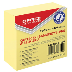 Karteczki samoprzylepne OFFICE PRODUCTS 76x76mm 400k. - żółte