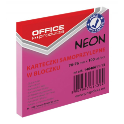 Karteczki samoprzylepne OFFICE PRODUCTS 76x76mm neon różowy