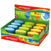 Temperówka KEYROAD Tri 3 plastikowa potrójna z pojemnikiem pakowane na displayu mix kolorów