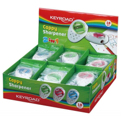 Temperówka KEYROAD Cappy plastikowa pojedyńcza z gumką pakowane na displayu mix kolorów-235974