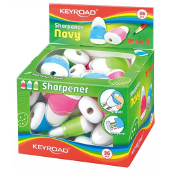 Temperówka KEYROAD Navy plastikowa pojedyńcza z gumką pakowane na displayu mix kolorów-235985