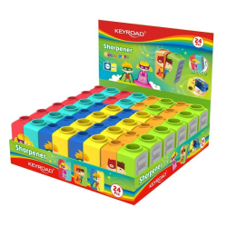 Temperówka KEYROAD Colour Mate Cartoon plastikowa podwójna display mix kolorów
