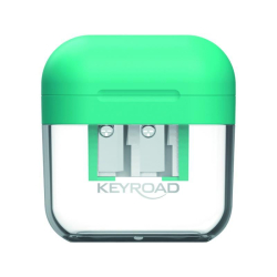 Temperówka KEYROAD plastikowa podwójna z pojemnikiem display mix kolorów-236542