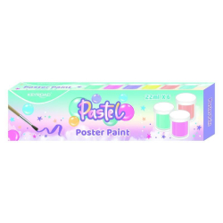 Farby plakatowe KEYROAD 6x22ml pędzelek gratis pudełko mix kolorów pastel