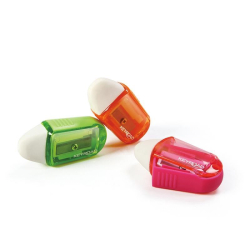 Temperówka KEYROAD plastikowa z gumką pojedyńcza Twist blister mix kolorów-236982