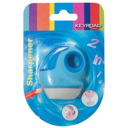 Temperówka KEYROAD plastikowa pojedyncza z gumką blister mix kolorów-237085