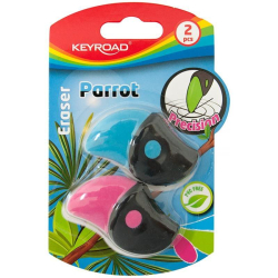 Gumka do ścierania KEYROAD Parrot 2szt. blister mix kolorów-237095