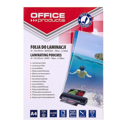 Folia laminacyjna do laminatora OFFICE PRODUCTS A4 2x100mic. op.100