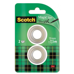 Taśma biurowa SCOTCH Magic 8-1975R2 matowa 19mm x 7,5m 2szt.