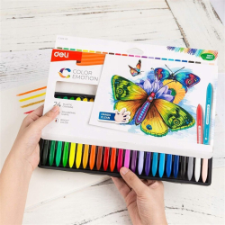 Kredki świecowe DELI COLOR EMOTION plastikowe trójkątne 24 kolory EC20020-246078