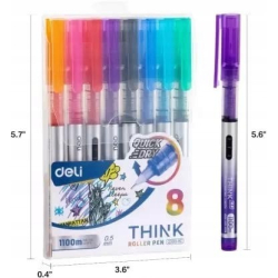 Długopis żelowy kulkowy DELI THINK 0,5mm EQ300 - zestaw 8 kolorów-246113