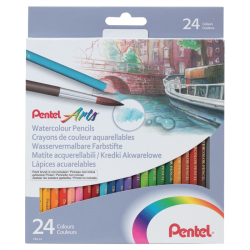 Kredki PENTEL ołówkowe 24 kolorów akwarelowe