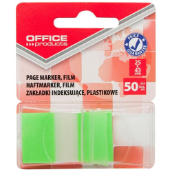 Zakładki indeksujące OFFICE PRODUCTS PP 25x43mm 1x50 kart.  zielone