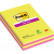 Karteczki samoprzylepne POST-IT Super Sticky, 127x203mm, 4x45 kart., w linie, mix kolorów