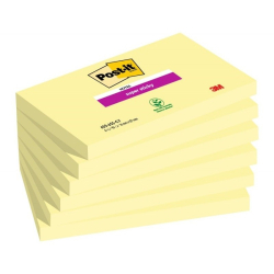 Karteczki samoprzylepne POST-IT Super Sticky 655-6SSCY-EU, 127x76mm, 6x90 kart., kanarkowy żółty