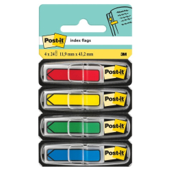 Zakładki indeksujące POST-IT 684-ARR3 PP 12x43mm strzałka 4x24 kart. mix kolorów