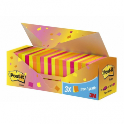 Karteczki samoprzylepne POST-IT 654-NP24 76x76mm 21+3x100 kart. mix kolorów 3 bloczki GRATIS