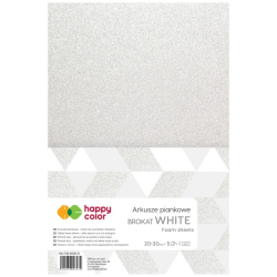 Piankowe arkusze HAPPY COLOR A4 brokatowy op.5 - biały