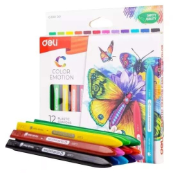 Kredki świecowe DELI COLOR EMOTION plastikowe trójkątne 12 kolowów EC20000-9a100031adb7047c625c00ecbf00c94f