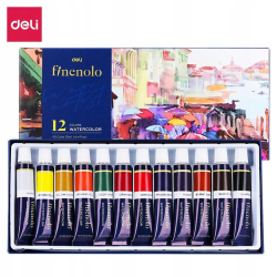 Farby akwarelowe DELI FINENOLO 12 kolorów 12ml tuba EC19-12-a8494b0977d4d3c601605214d8675044